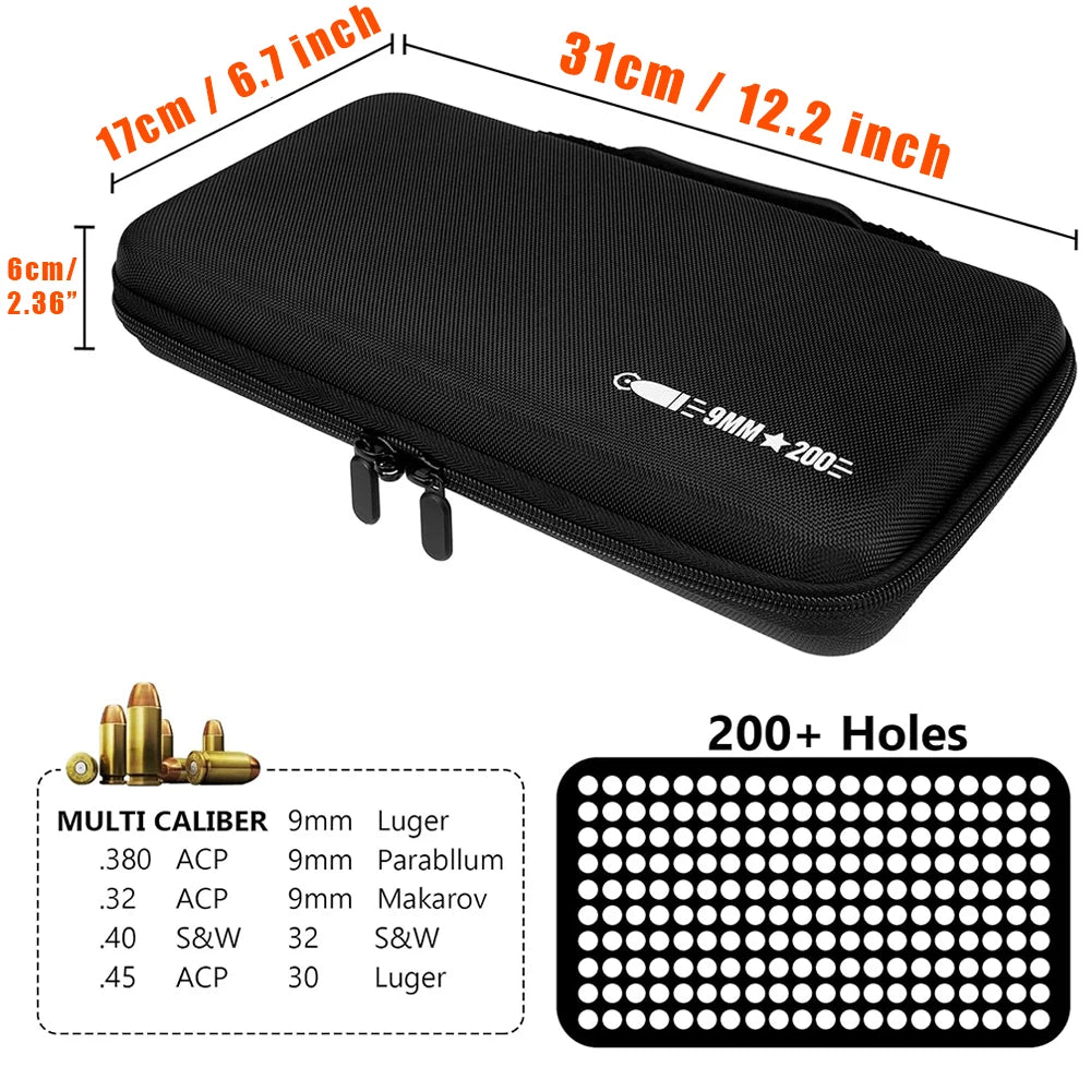 200 Rounds 9mm Ammo Storage Case