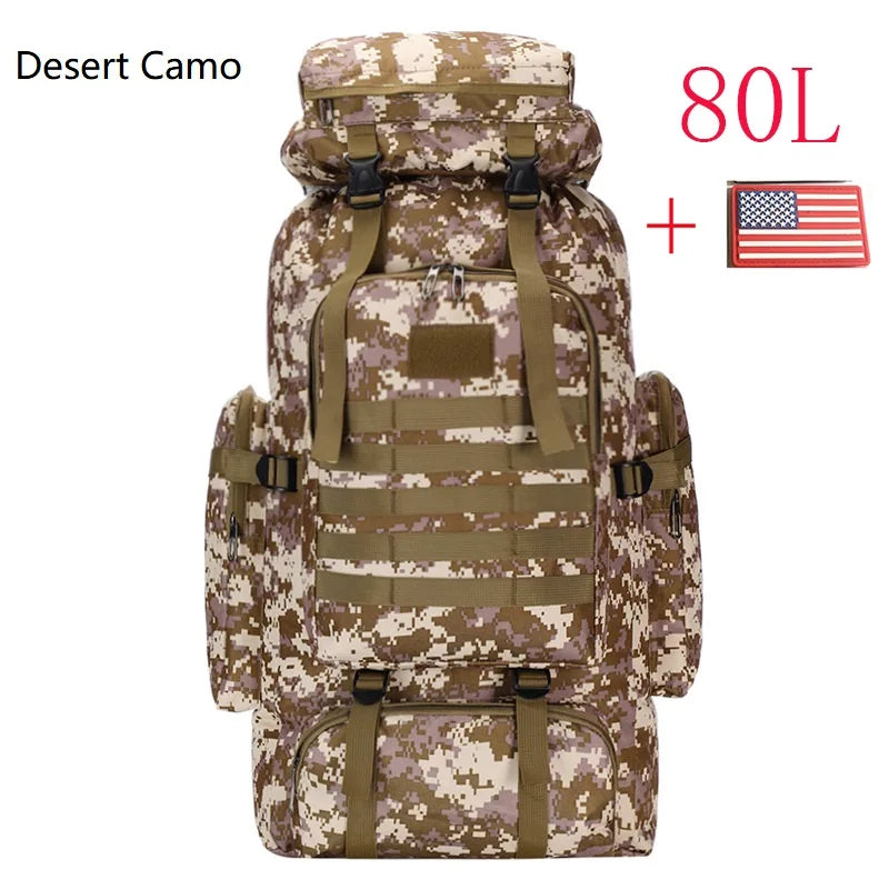 80L/100L  Mountaineering Bag Climb Bag Tactical Large Backpack Outdoors