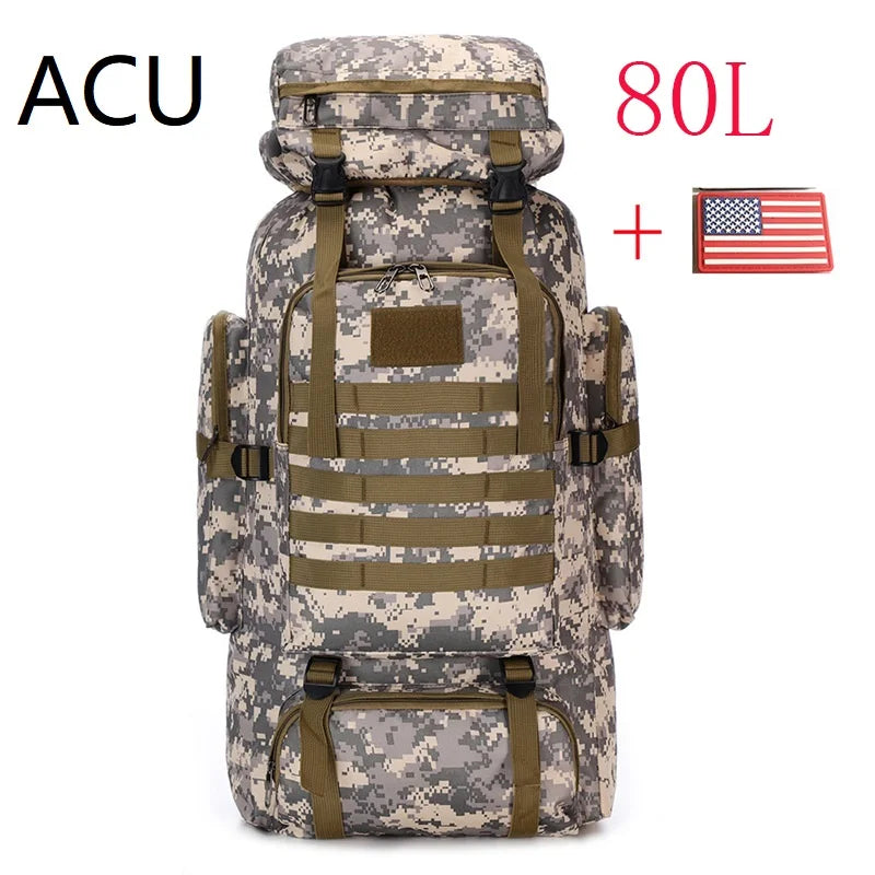 80L/100L  Mountaineering Bag Climb Bag Tactical Large Backpack Outdoors