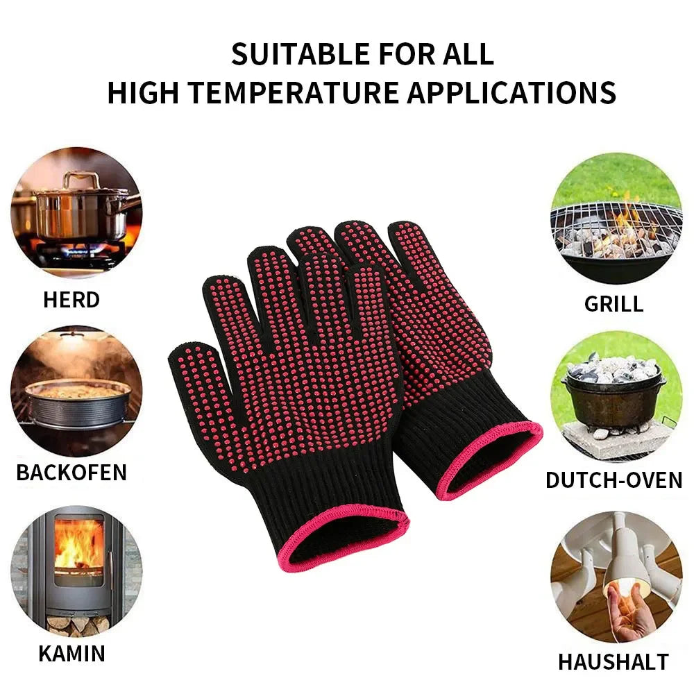 1 Pair Heat Resistant Oven Gloves - Cut Resistant
