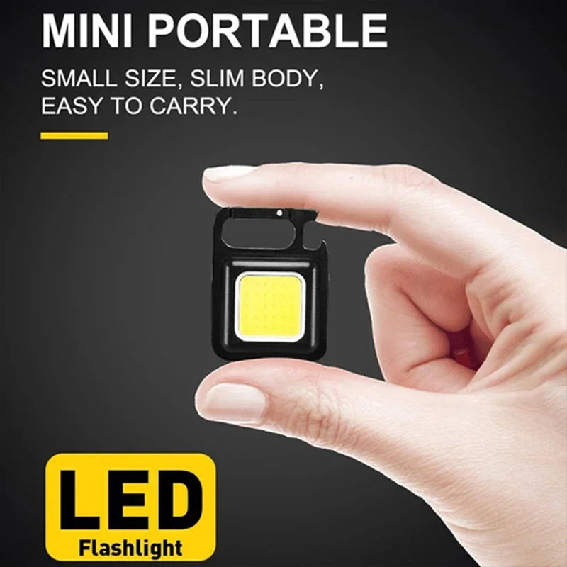 Mini Portable Keychain LED Flashlight USB Rechargeable Multifunctional Camping Lantern with COB Pocket Clip Bright Work Light 1-10Pcs