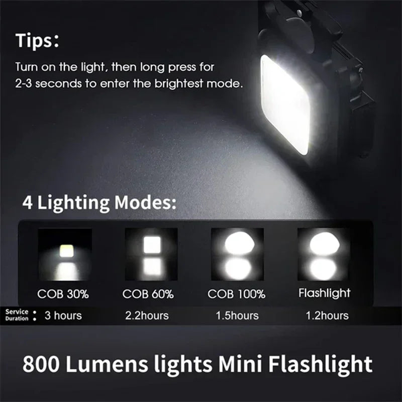 Mini Portable Keychain LED Flashlight USB Rechargeable Multifunctional Camping Lantern with COB Pocket Clip Bright Work Light 1-10Pcs