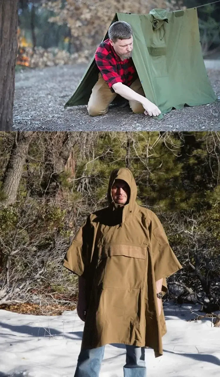 Outdoor Multi-function Tactical Poncho Cloak Camping Raincoat