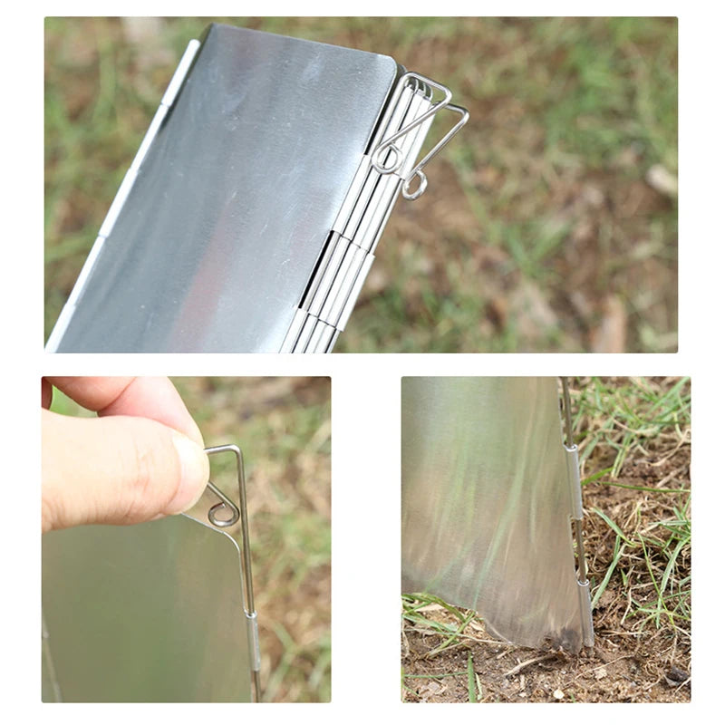 Outdoor Stove Wind Shield Camping Windscreen 9 Plates Foldable Gas Cookers