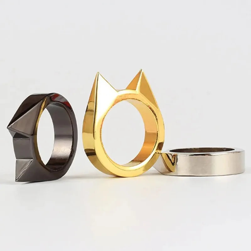 Rings Broken Window Cat's Ear Safety Survival Metal Defense Ring
