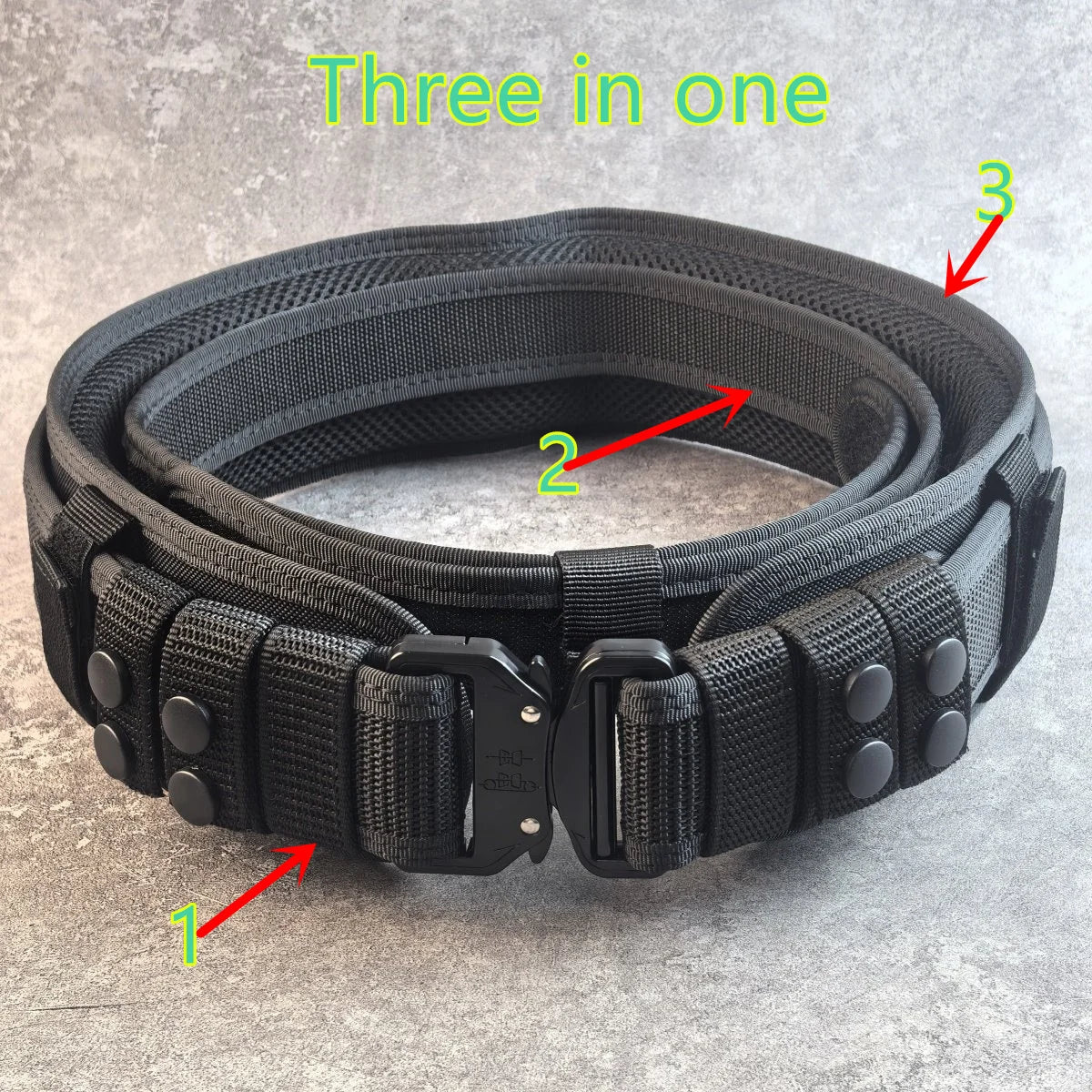 Men's Tactical Hard Waistband with Alloy Buckle Multifunctional Training Belt Extended Armed Workwear Black Solid Spring-Fall