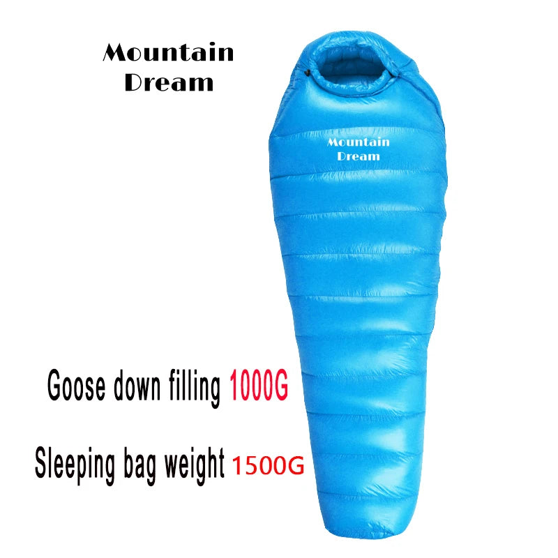 Adult Winter down Sleeping Bag Mummy Style Warm White Goose down for Comfortable Temperature Scale -10℃~-20℃ Nylon Fabric