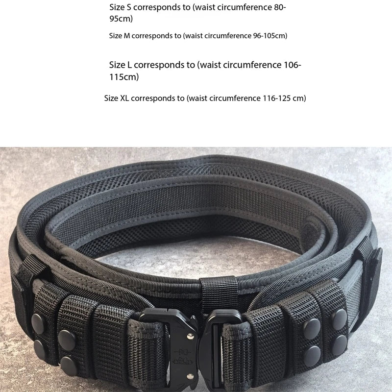 Men's Tactical Hard Waistband with Alloy Buckle Multifunctional Training Belt Extended Armed Workwear Black Solid Spring-Fall
