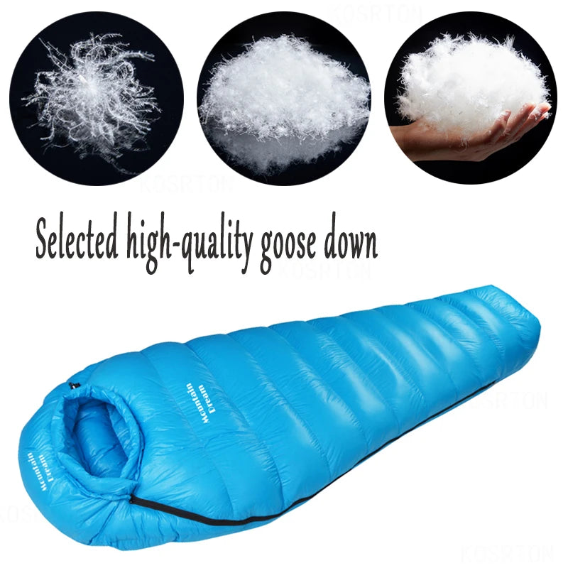 Adult Winter down Sleeping Bag Mummy Style Warm White Goose down for Comfortable Temperature Scale -10℃~-20℃ Nylon Fabric