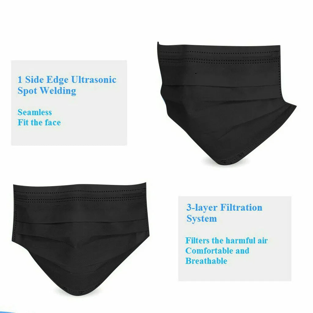 10-600pcs mask Disposable black face masks