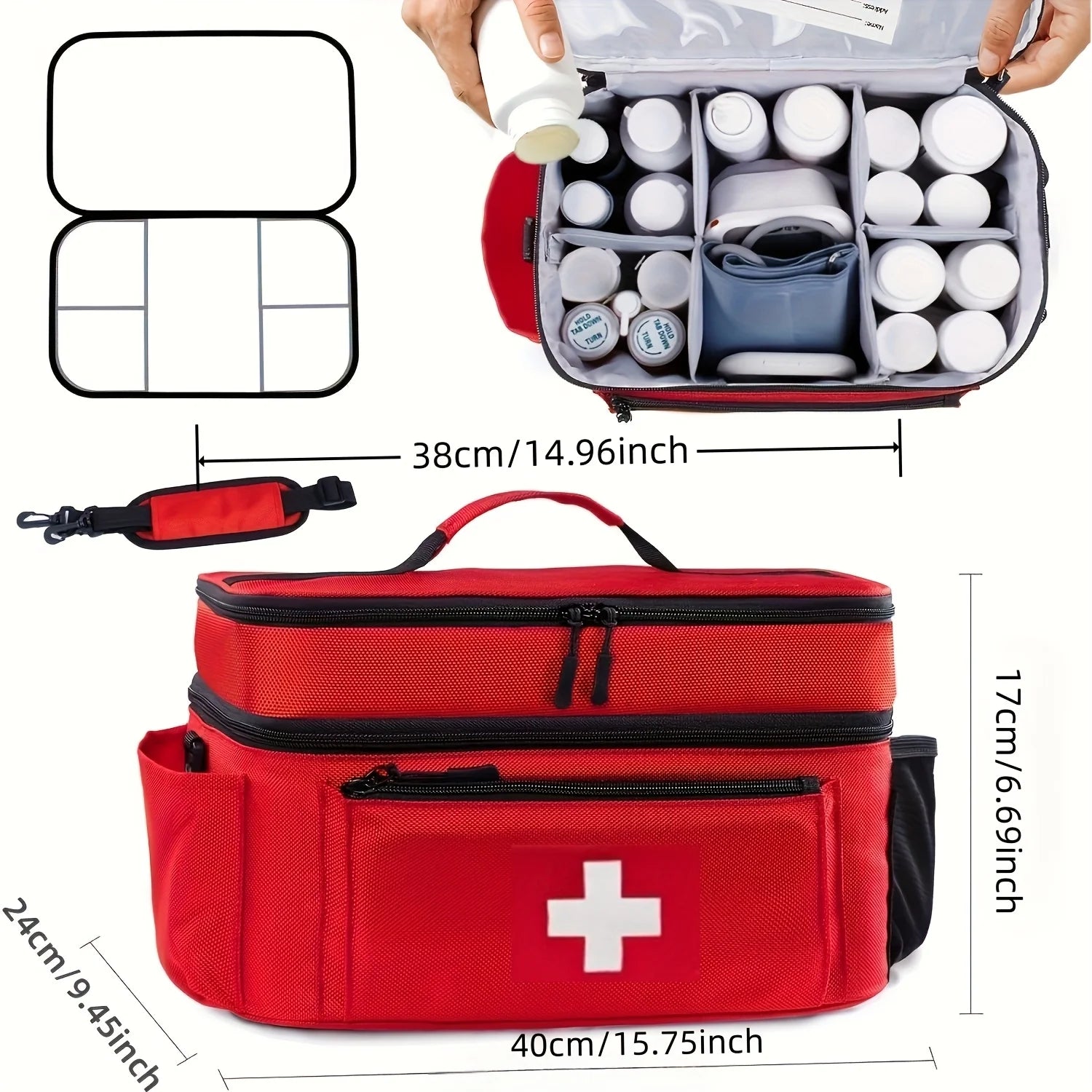 Large capacity travel medicine storage bag,