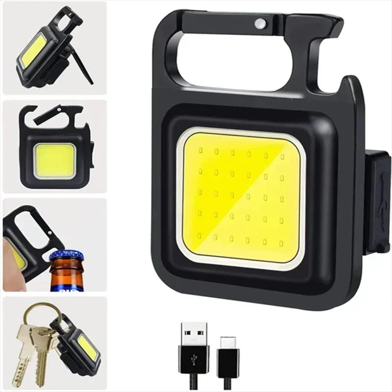 Mini Portable Keychain LED Flashlight USB Rechargeable Multifunctional Camping Lantern with COB Pocket Clip Bright Work Light 1-10Pcs