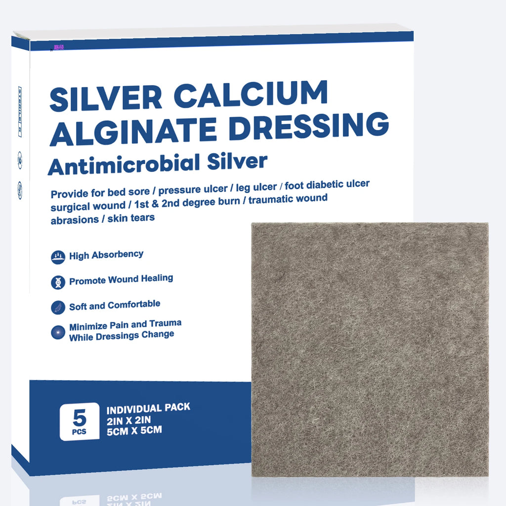 2/3/4in 5/10pcs Ag Silver Calcium Alginate Wound Dressing