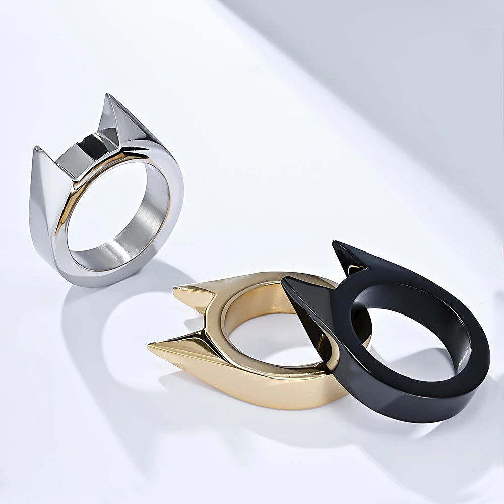 Creativity Fashion 316L Stainless Steel Cat Ears Ring for Men & Women