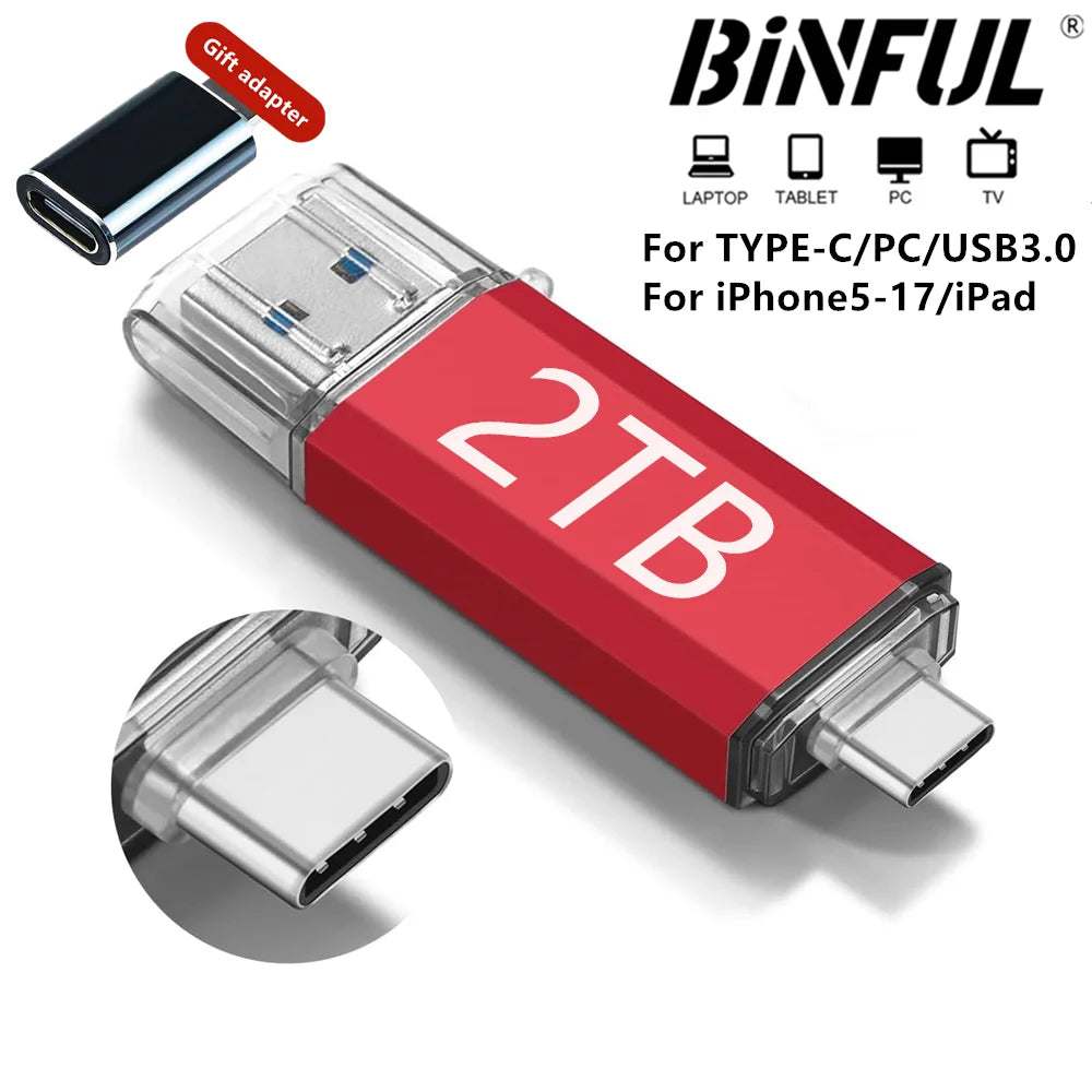 2TB OTG USB Flash Drive USB 3.0 Type C For iPhone ipad 1TB 512GB 256G