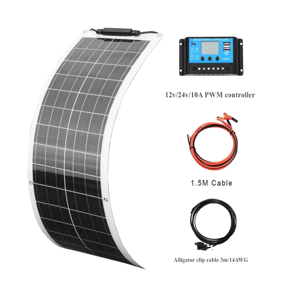 WUZECK Flexible Solar Panel kit 50 Watt  PV Module 100 Watt 12V 24V