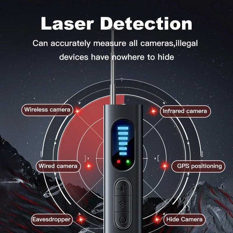 Anti-Spy Car GPS Tracker Hidden Camera Detector RF Wireless Signal Scanner Bug Detection Gadget for Security Protection