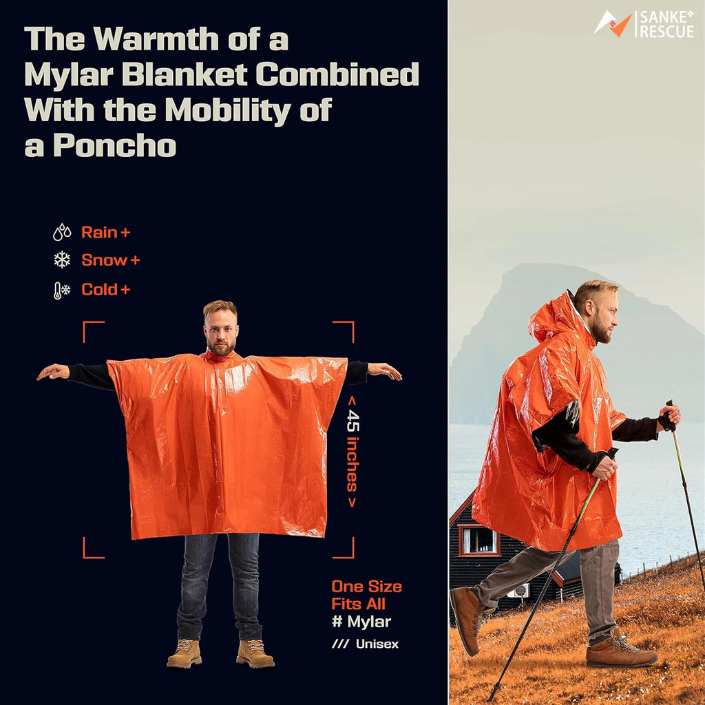 Emergency Rain Poncho Thermal Blanket Poncho