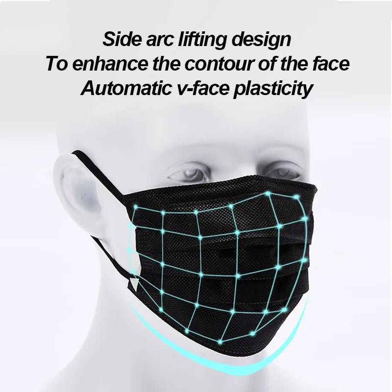 10-600pcs mask Disposable black face masks