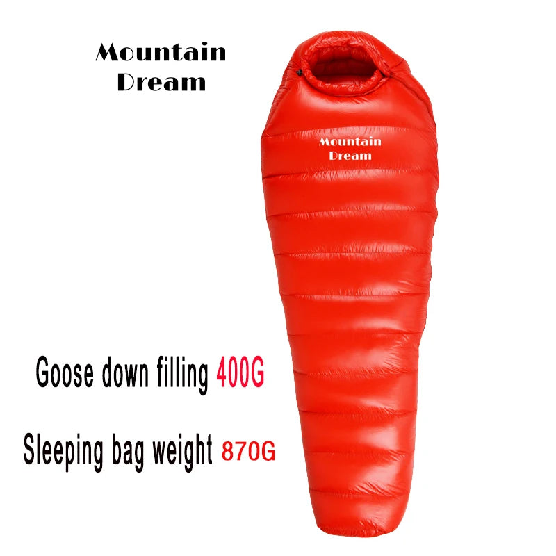 Adult Winter down Sleeping Bag Mummy Style Warm White Goose down for Comfortable Temperature Scale -10℃~-20℃ Nylon Fabric