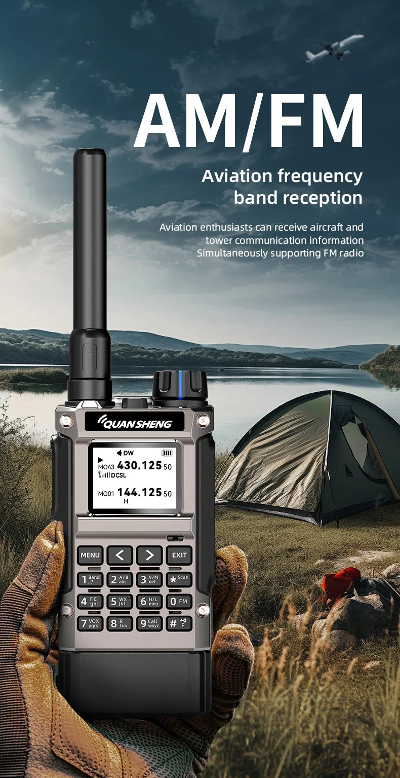 UV-K1(8) Air Band Walkie Talkie 50-600MHz Full Band Receive UHF VHF Ham Radio Wireless