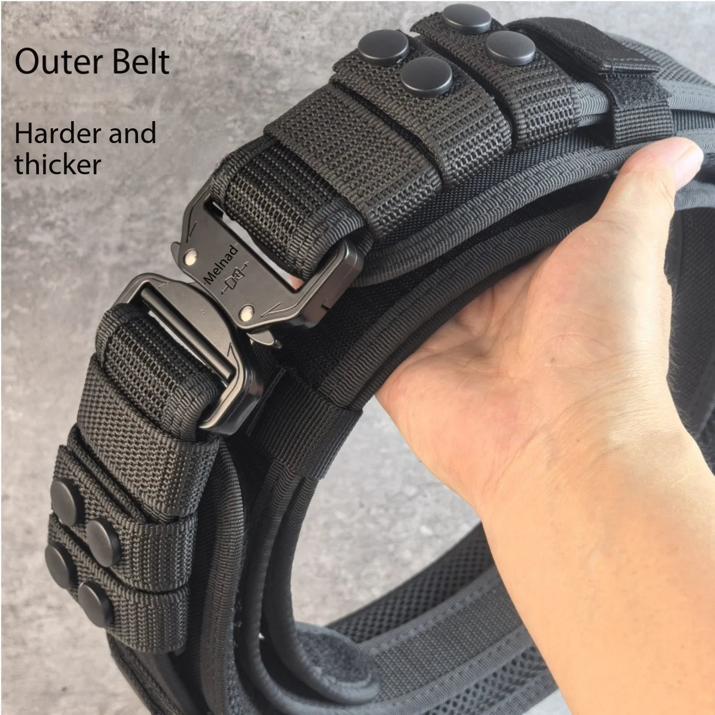 Men's Tactical Hard Waistband with Alloy Buckle Multifunctional Training Belt Extended Armed Workwear Black Solid Spring-Fall