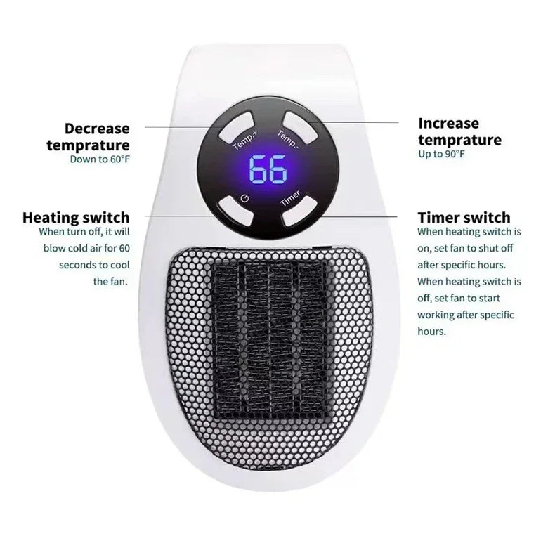 350W Portable Wall Mounted Heater with Remote Control