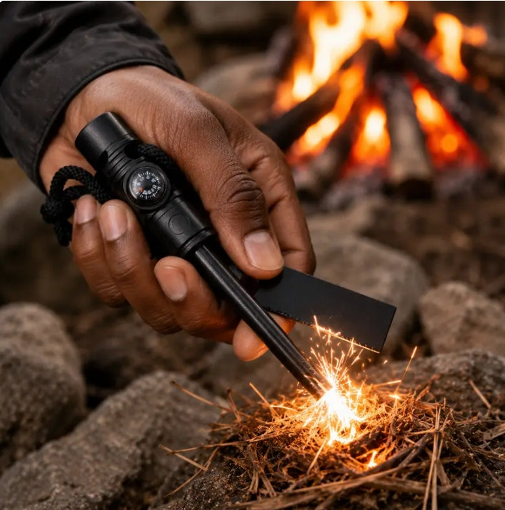 Waterproof Fire Starter Survival Tool with Compass