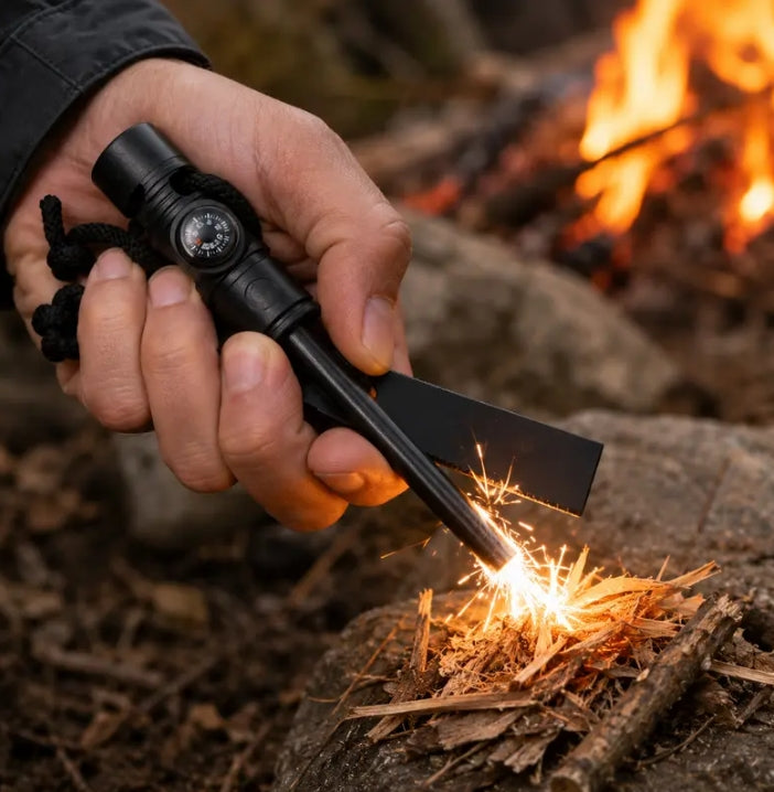 Waterproof Fire Starter Survival Tool with Compass