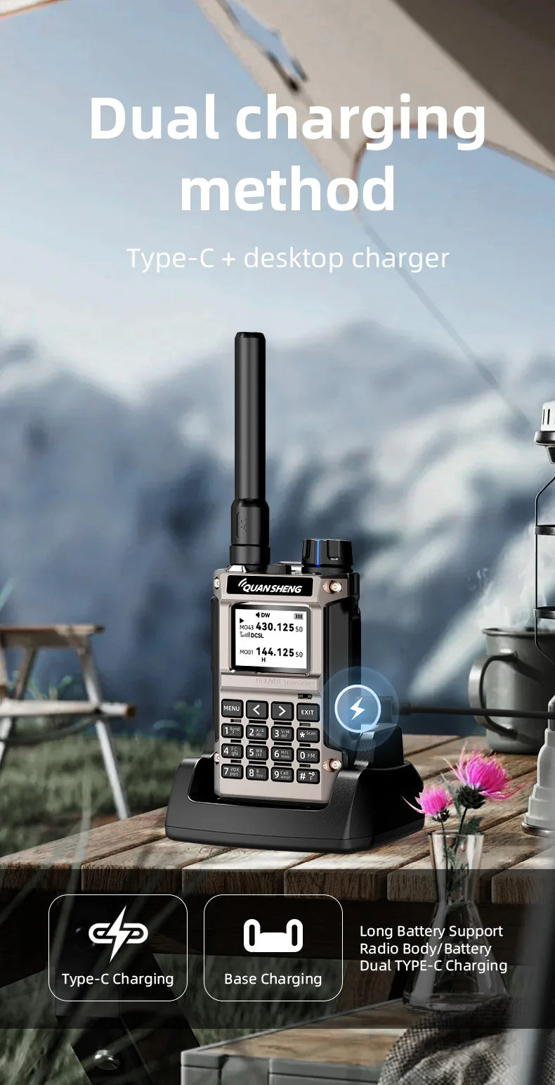 UV-K1(8) Air Band Walkie Talkie 50-600MHz Full Band Receive UHF VHF Ham Radio Wireless