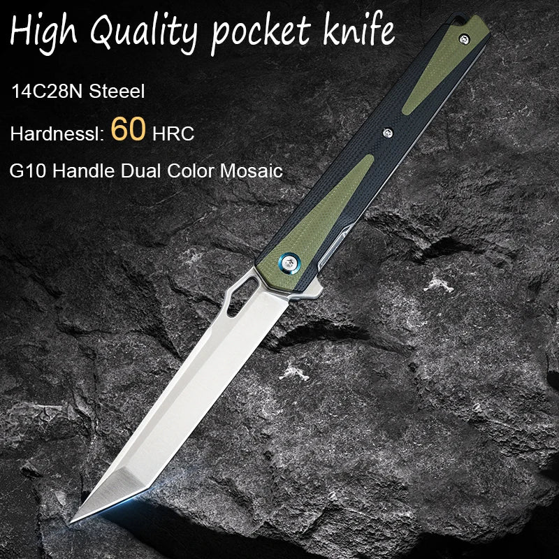 Sandvik 14C28N Steel Blade Pocket Knife,