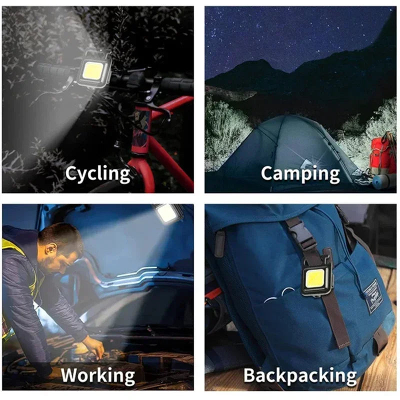 Mini Portable Keychain LED Flashlight USB Rechargeable Multifunctional Camping Lantern with COB Pocket Clip Bright Work Light 1-10Pcs