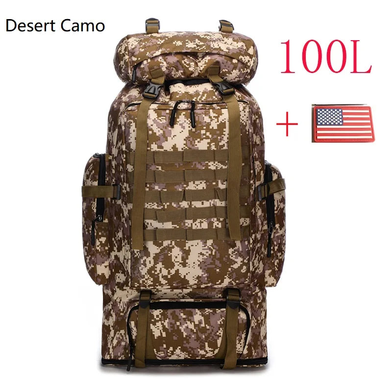 80L/100L  Mountaineering Bag Climb Bag Tactical Large Backpack Outdoors