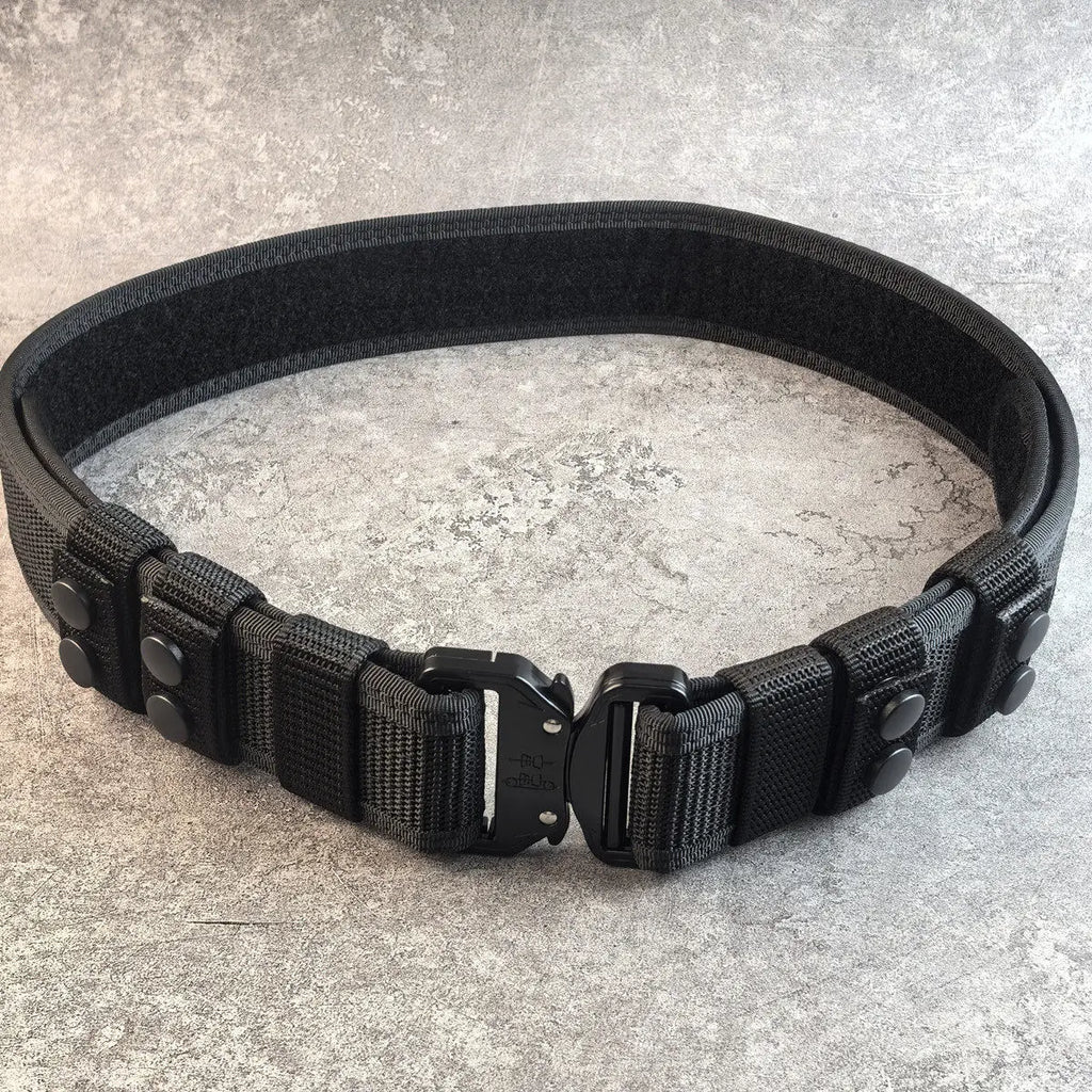 Men's Tactical Hard Waistband with Alloy Buckle Multifunctional Training Belt Extended Armed Workwear Black Solid Spring-Fall