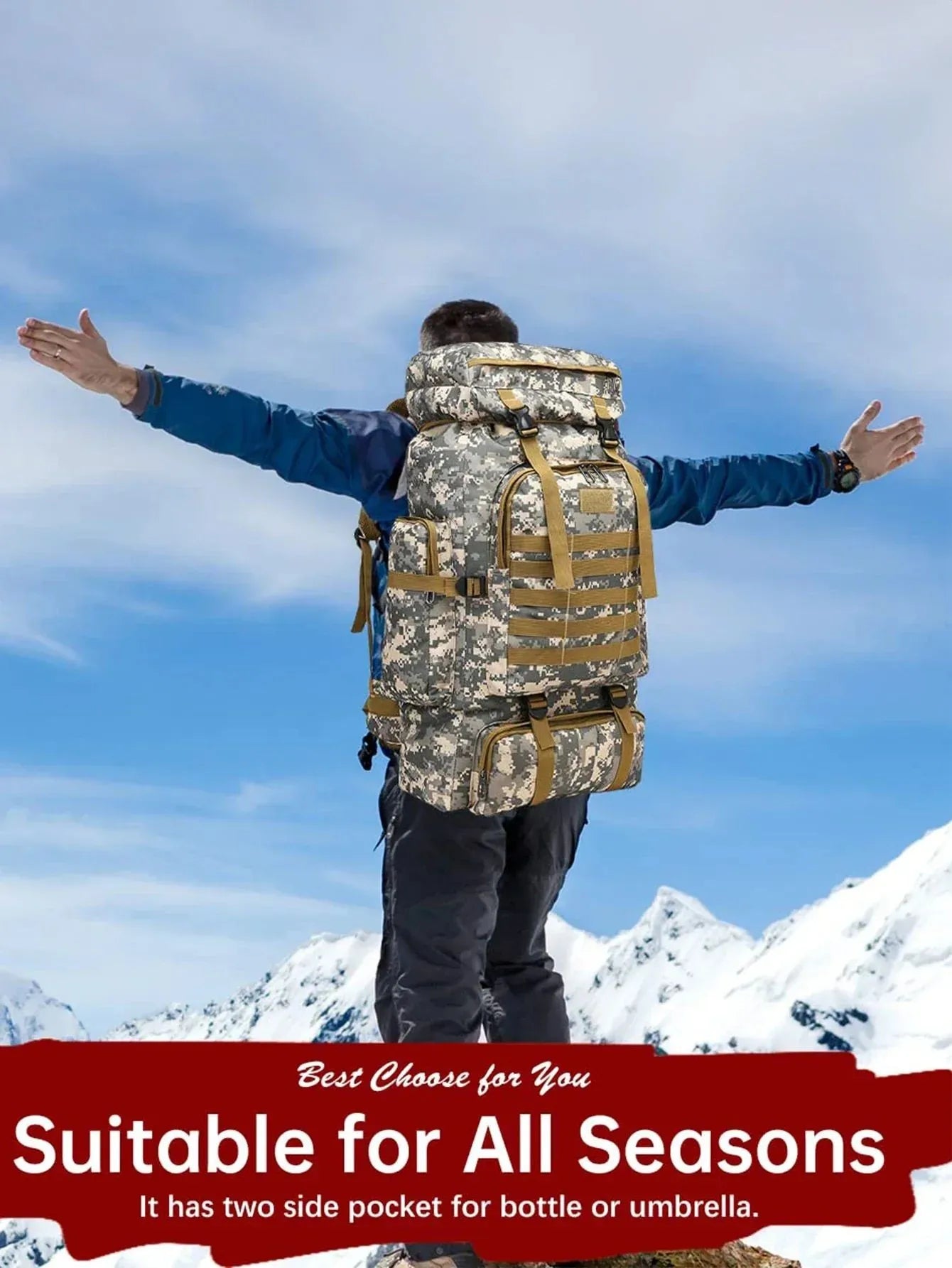 80L/100L  Mountaineering Bag Climb Bag Tactical Large Backpack Outdoors
