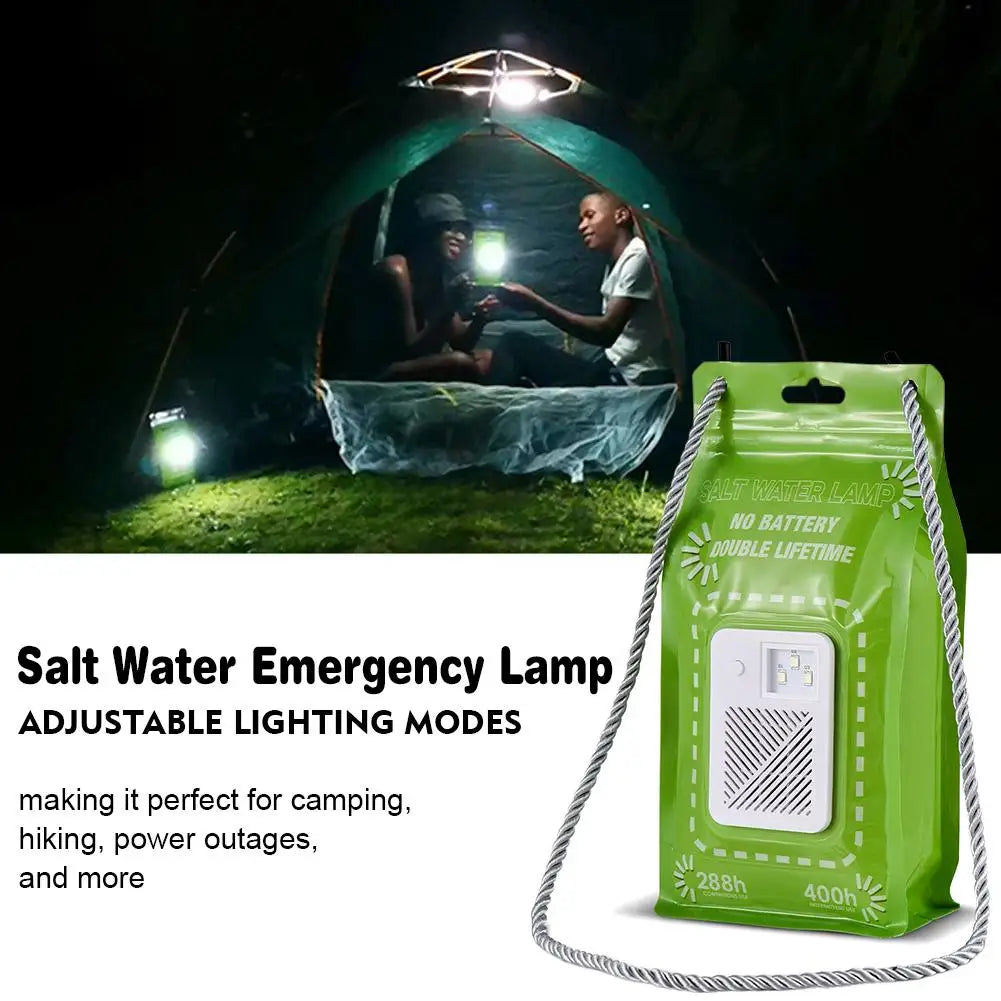 1/2pcs Salt Water Lamp No Batteries 2 Light Modes 400 Hours Water Lamp Light Bag Camping Essentials 3 LED 50 Lumen Reusable