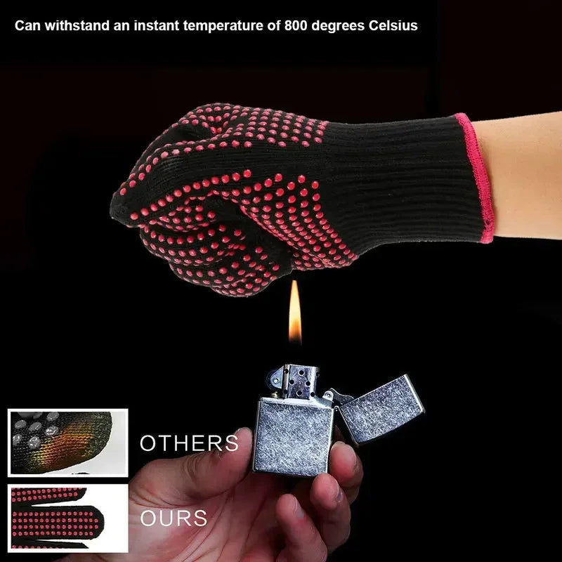 1 Pair Heat Resistant Oven Gloves - Cut Resistant