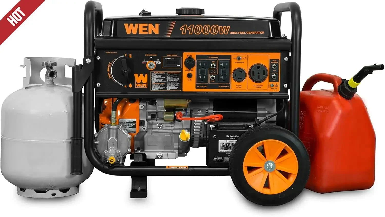 11,000-Watt 120V/240V Dual Fuel Portable Generator with Wheel Kit and Electric Start (DF1100T)