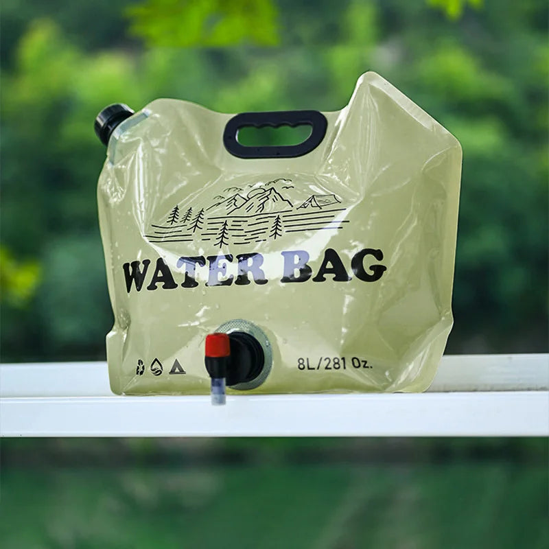 Camping Water Bag Outdoor Hiking Folding Water Bucket Bag Tank with Faucet Tap 8L Large Capacity Water Container Camping Supplie