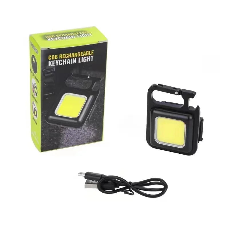 Mini Portable Keychain LED Flashlight USB Rechargeable Multifunctional Camping Lantern with COB Pocket Clip Bright Work Light 1-10Pcs