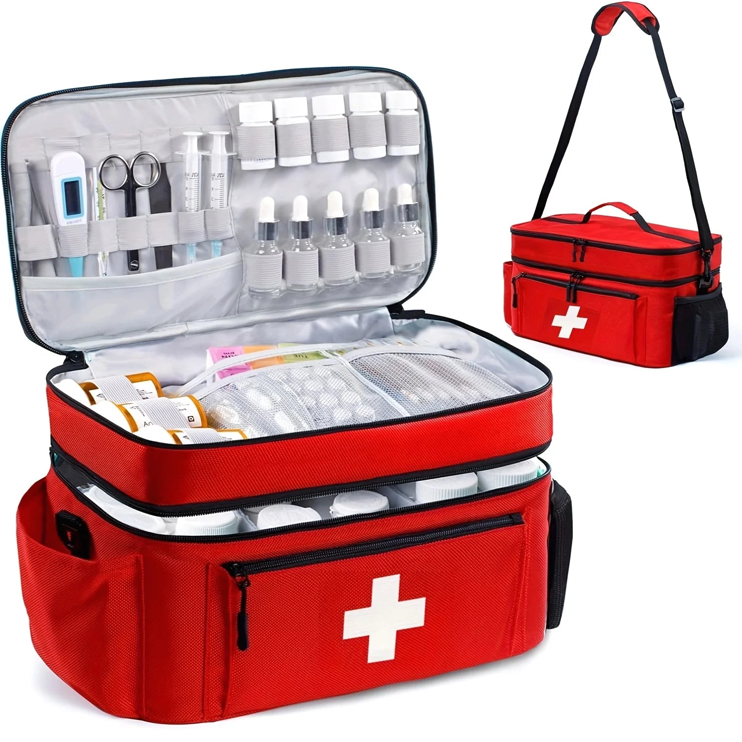 Large capacity travel medicine storage bag,