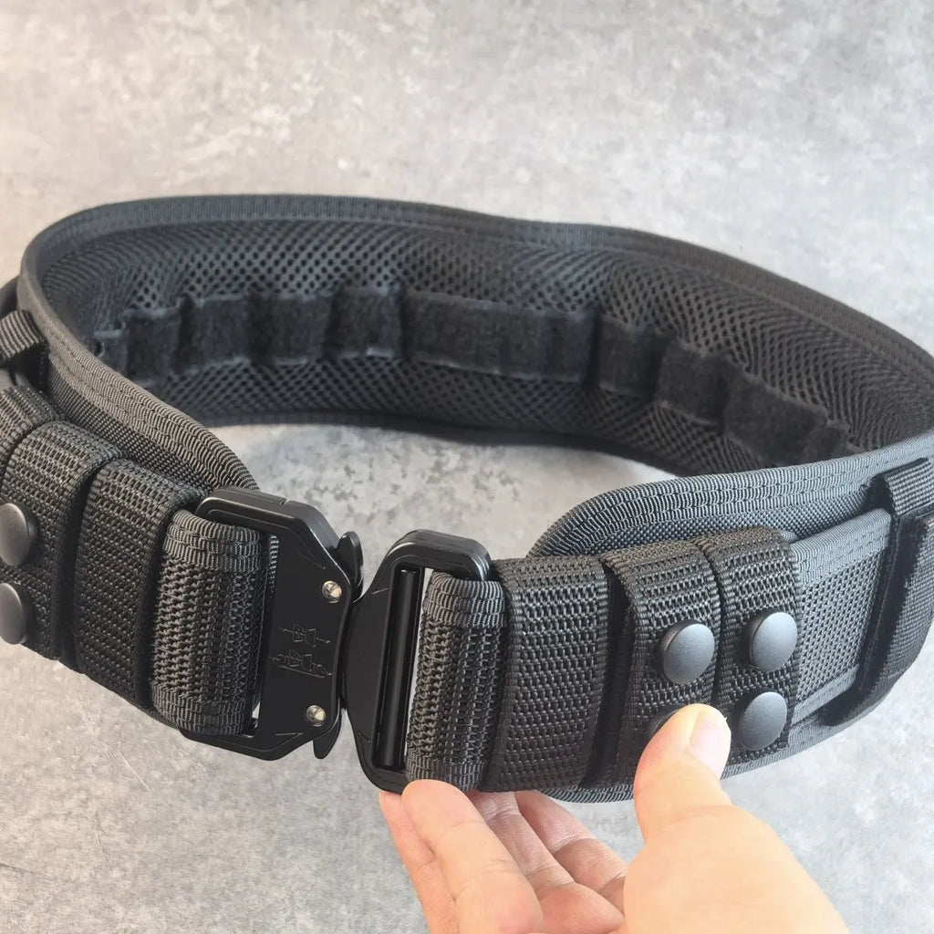 Men's Tactical Hard Waistband with Alloy Buckle Multifunctional Training Belt Extended Armed Workwear Black Solid Spring-Fall