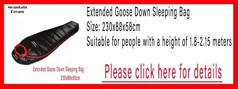 Adult Winter down Sleeping Bag Mummy Style Warm White Goose down for Comfortable Temperature Scale -10℃~-20℃ Nylon Fabric