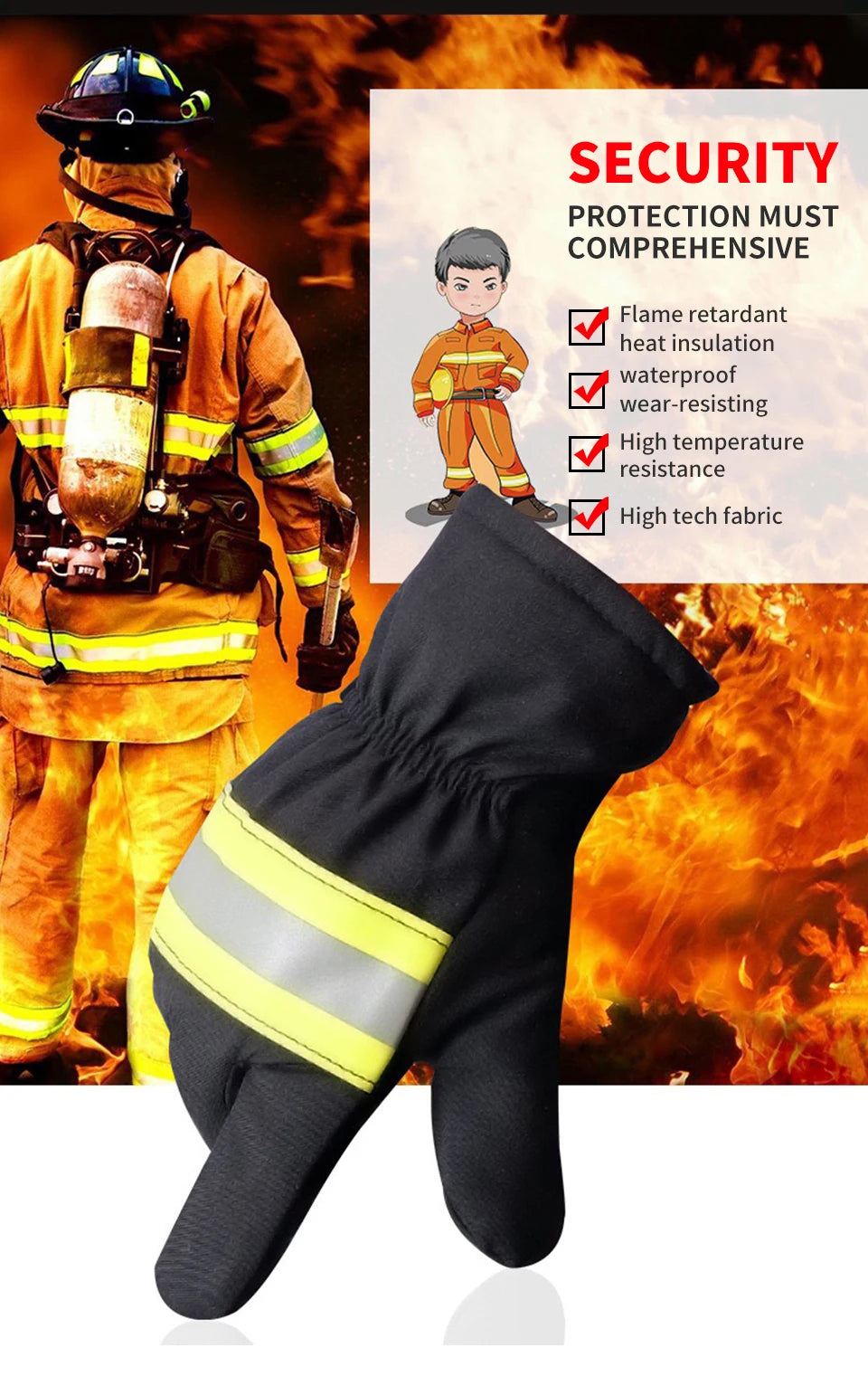 Karocola Flame Retardant Fire Gloves for Forest Fire Extinguishing - Durable Protection for Emergency Response