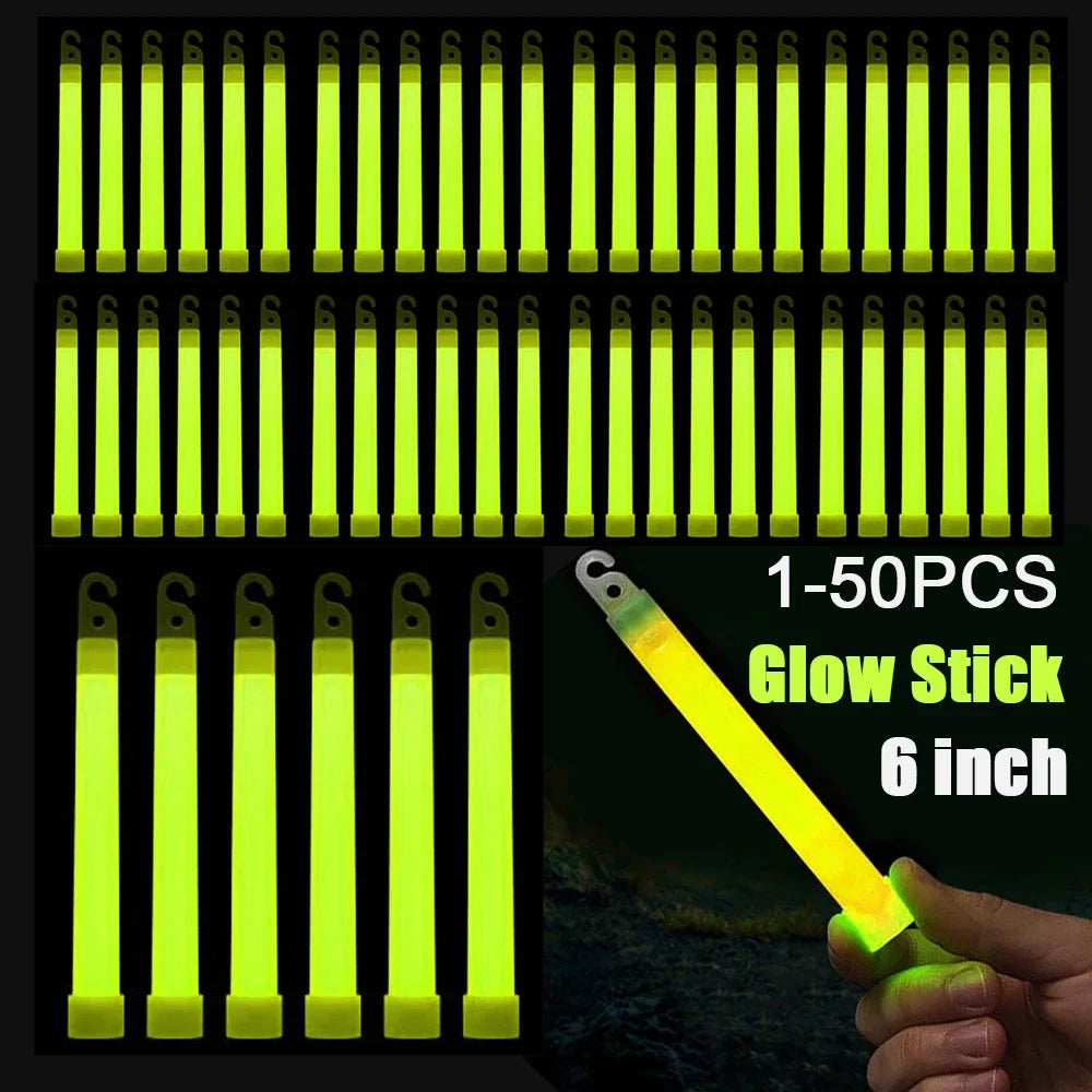 1-50pcs Glow Sticks with Hook 6 inch Fluorescence