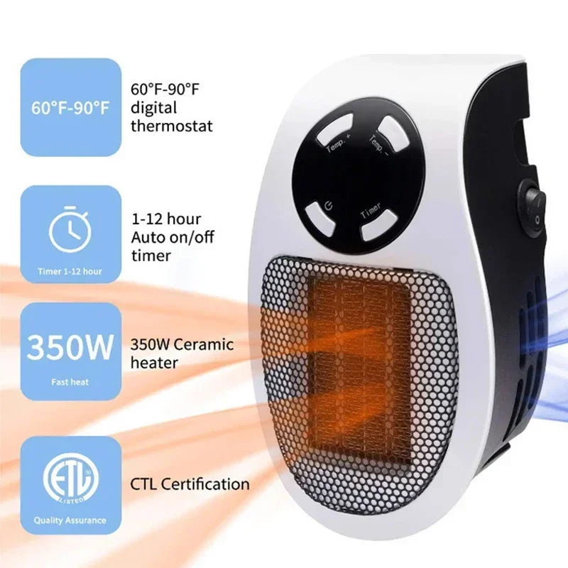 350W Portable Wall Mounted Heater with Remote Control