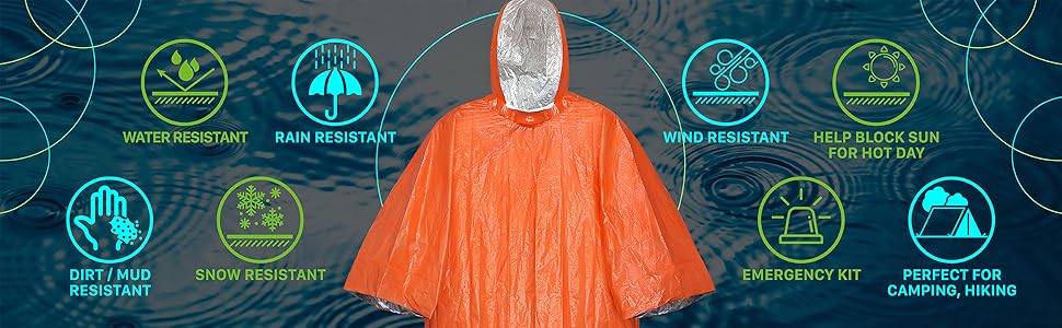 Emergency Rain Poncho Thermal Blanket Poncho